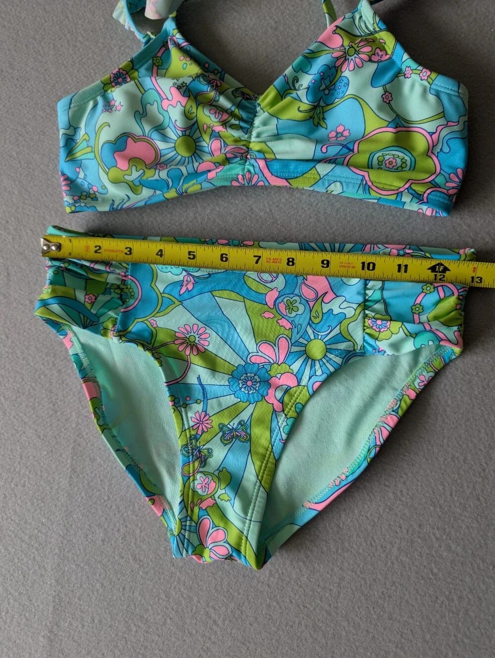 Girls Hippie Boho Chic Swimsuit Bikini Padded Ruffle Scrunch Sz L 12/14